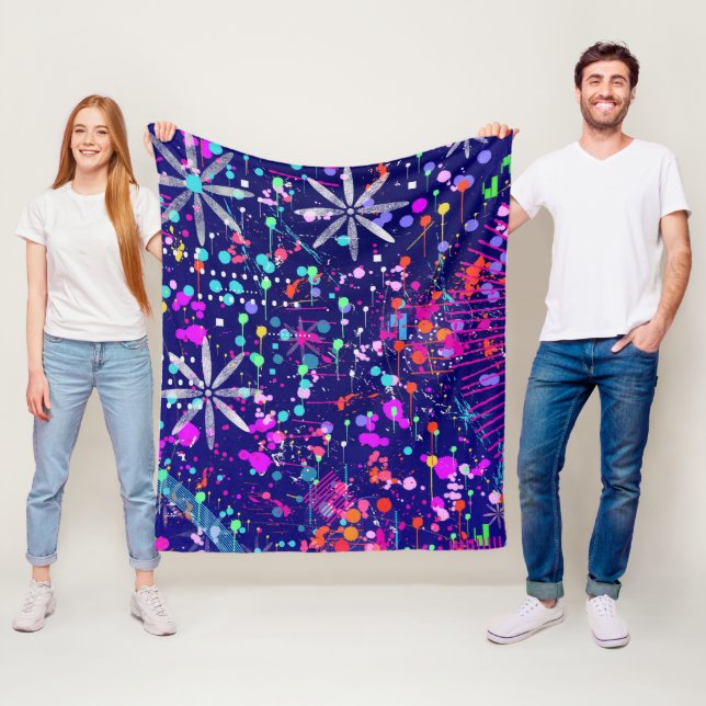 Couverture Polaire Art abstrait Jubilé Bleu  (En situation)