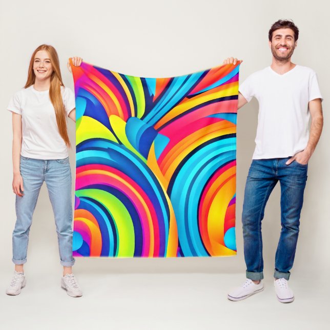 Couverture Polaire Art abstrait tourbillonnant vibrant (En situation)