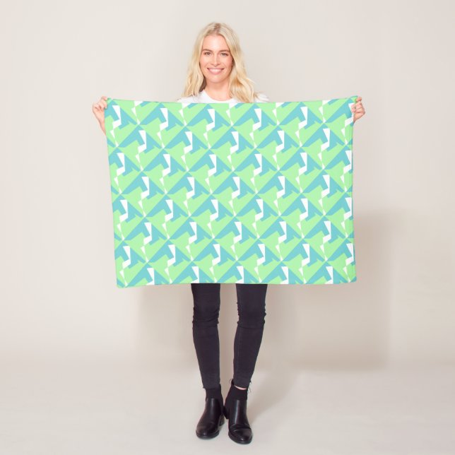 Couverture Polaire Art Abstrait Turquoise Bleu Vert (En situation)