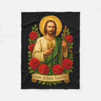 Couverture Polaire Art catholique de saint Jude Thaddée avec des rose