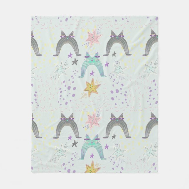 Couverture Polaire art de chat arc-en-ciel  (Devant)