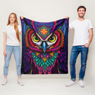 Couverture Polaire Art de hibou en verre coloré : Tons de bijoux géom