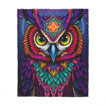 Art de hibou en verre coloré : Tons de bijoux géom