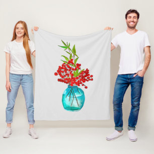 Couverture Polaire Art de l'aquarelle Red Berries