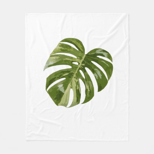 Couverture Polaire Art de plante Monstera Albo panachée (Devant)