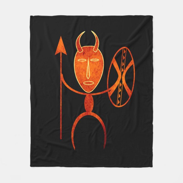 Couverture Polaire Art de silhouette primitive africaine abstraite (Devant)