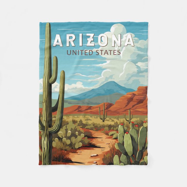 Couverture Polaire Art de voyage vintage Arizona (Devant)