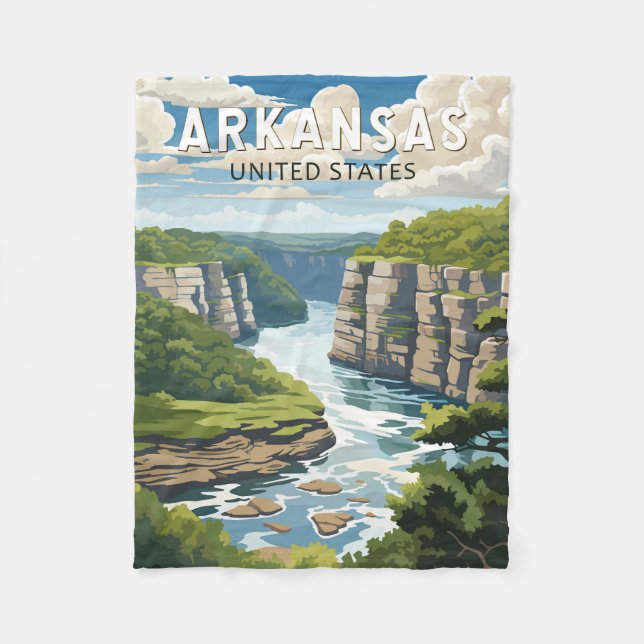 Couverture Polaire Art de voyage vintage de l'Arkansas (Devant)