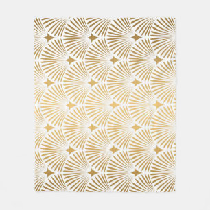 Couverture Polaire Art Déco : Elégance Gold-White.