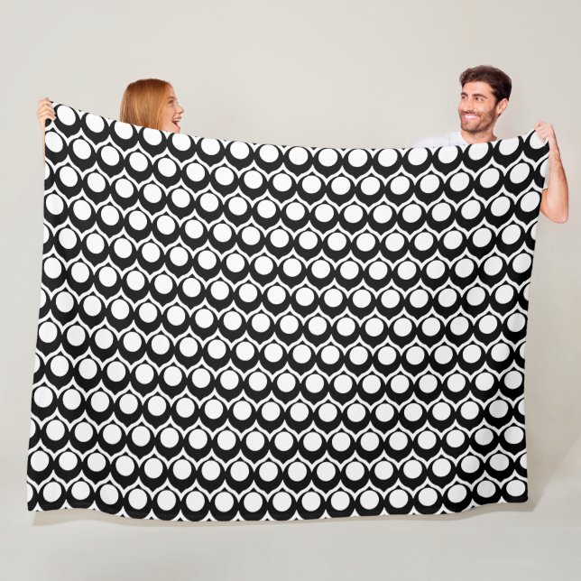 Couverture Polaire Art Déco Géométrique Moderne Noir Blanc (En situation)