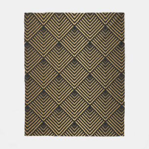 Couverture Polaire Art Deco Pattern. Seamless black and gold backgrou