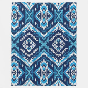 Couverture Polaire Art décoratif bleu aztèque géométrique