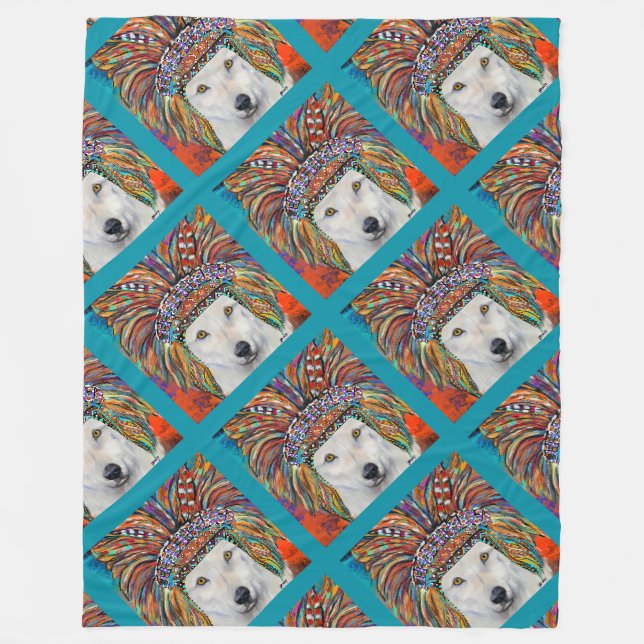 Couverture Polaire Art du Loup Blanc (Devant)