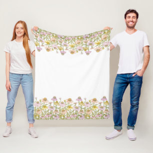 Couverture Polaire Art floral botanique à l'aquarelle des fleurs coni