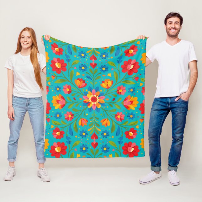Couverture Polaire Art floral folklorique  (En situation)