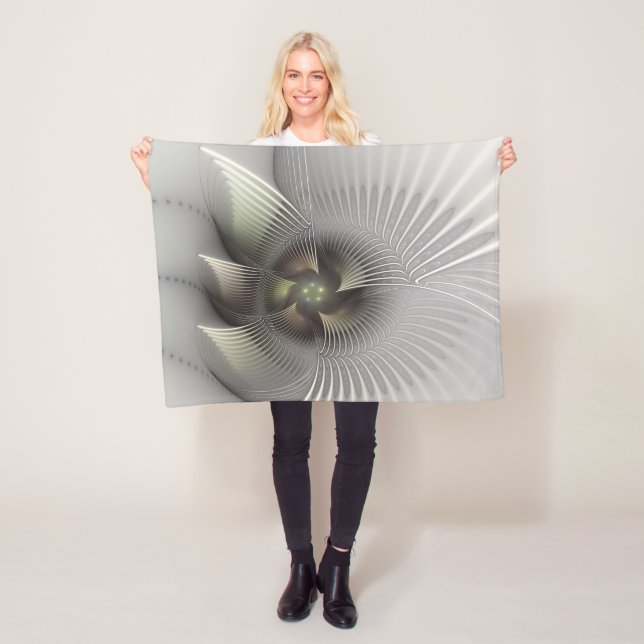 Couverture Polaire Art fractal de forme 3D abstraite moderne (En situation)