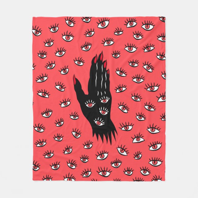Couverture Polaire Art gothique d'Halloween - Yeux Éffrayants à main  (Devant)