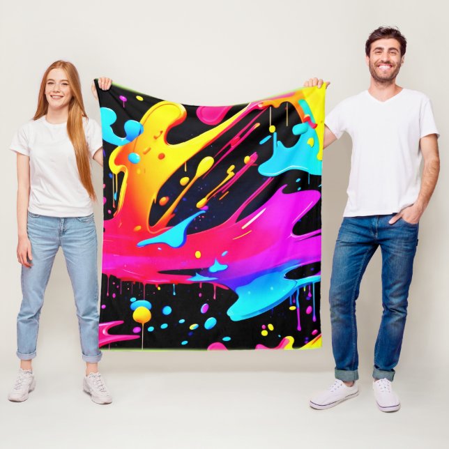 Couverture Polaire Art Gras et brillant Paint Splatter (En situation)