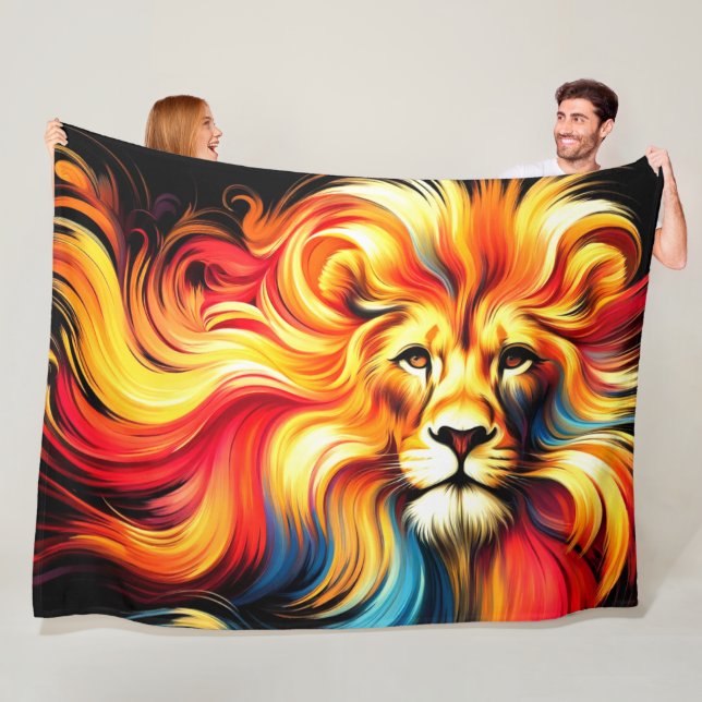 Couverture Polaire Art Lion (En situation)