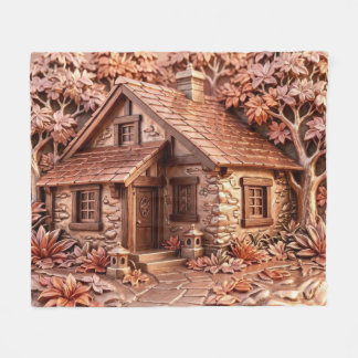 Couverture Polaire Art métallisé en relief de chalet en or rose d'aut