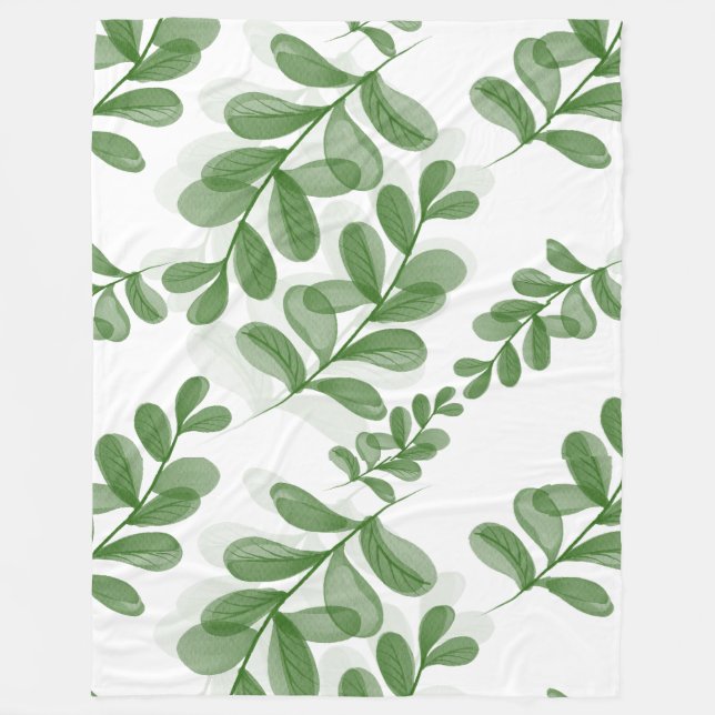 Couverture Polaire Art Motif de la branche Feuille verte (Devant)