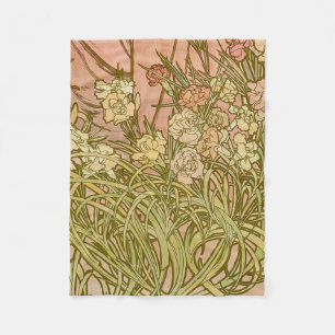 Couverture Polaire Art Nouveau Alphonse Mucha Fleurs de carnation flo