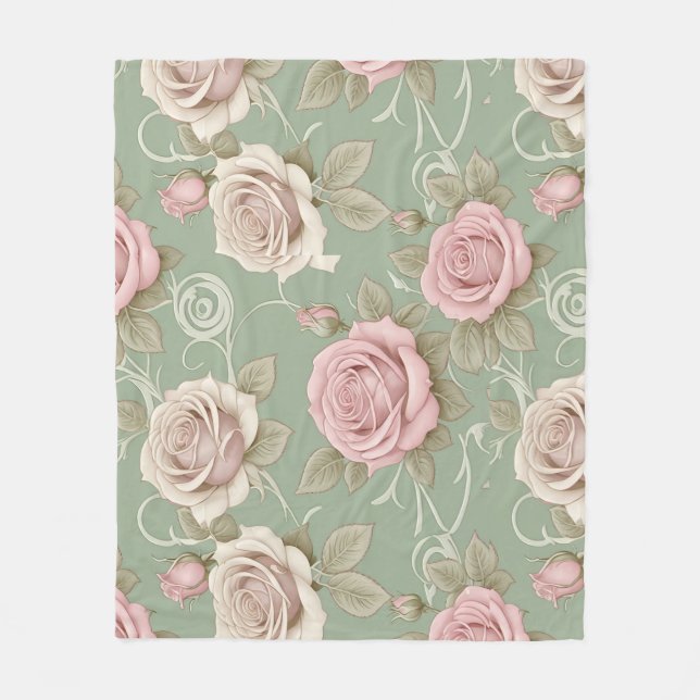 Couverture Polaire Art Nouveau Inspired Roses In Shades Of Dusty Pink (Devant)