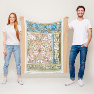 Couverture Polaire Art nouveau jonquille Verneui textile floral art