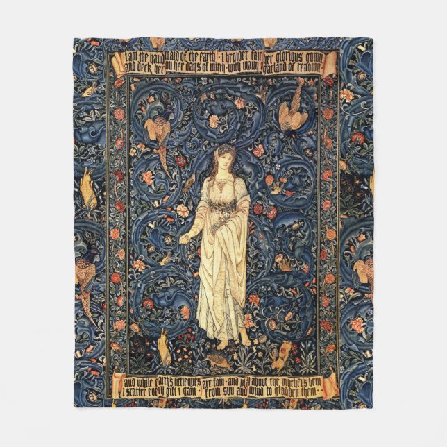 Couverture Polaire Art nouveau Lady Flower Bird Rabbit Blanket (Devant)