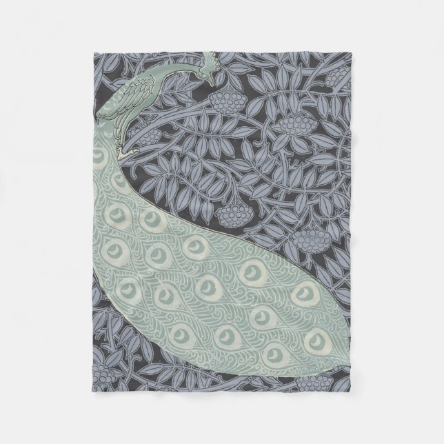 Couverture Polaire Art Nouveau Peacock Classic Vintage Bird (Devant)