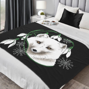 Couverture Polaire Art Nouveau Renard blanc arctique