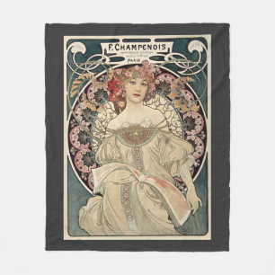 Couverture Polaire Art Nouveau vintage Alphonse Mucha Art Peinture