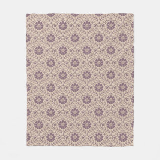 Couverture Polaire Art Nouveau Violet Floral Dessiné à la Main Vintag