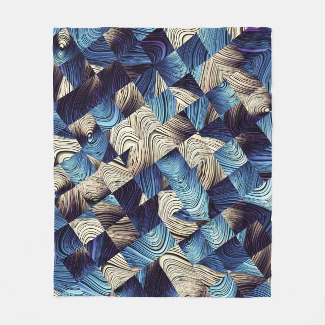 Couverture Polaire Art numérique Bleu Carrés Abstraits (Devant)