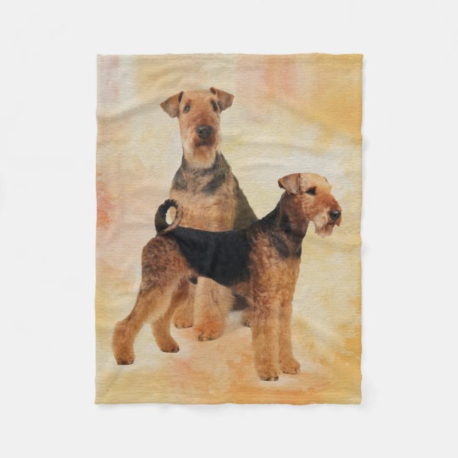Couverture Polaire Art numérique de terriers d'Airedale (Devant)