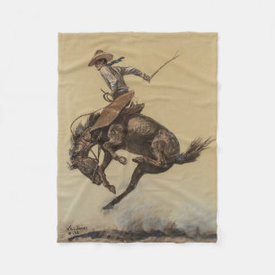 Couverture Polaire Art occidental "Bucking Horse" par Will James