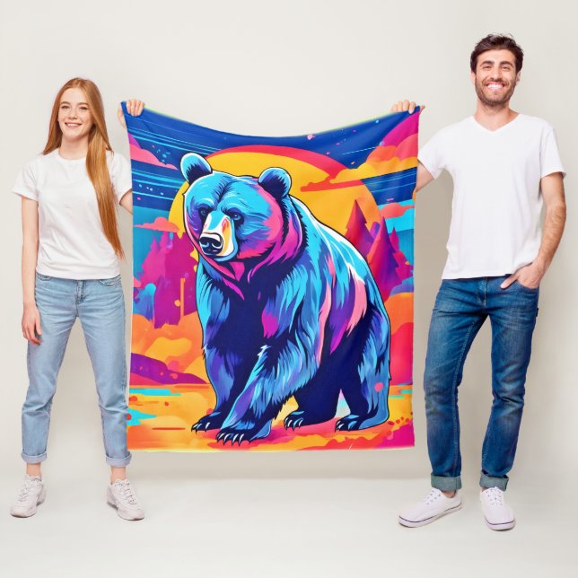 Couverture Polaire Art Ours Vibrant (En situation)
