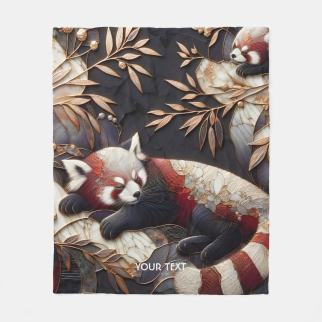 Couverture Polaire Art Panda Rouge Imaginaire mignon (Devant)