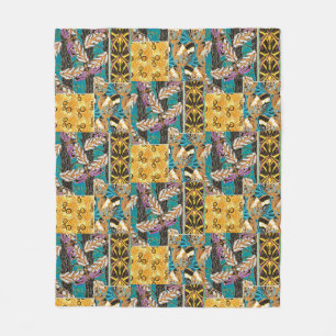 Couverture Polaire Art papillon sarcelle et violet maximaliste vibran