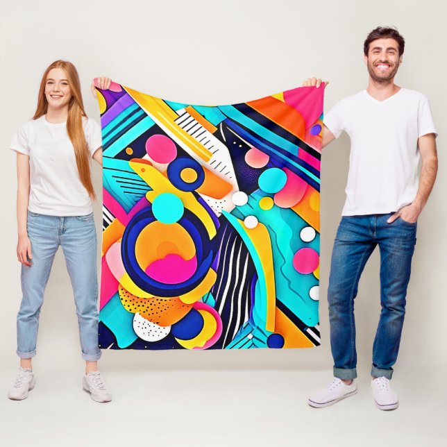 Couverture Polaire Art Pop Abstrait Vibrant (En situation)