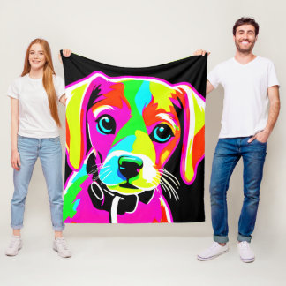 Couverture Polaire Art Pop Puppy Néon