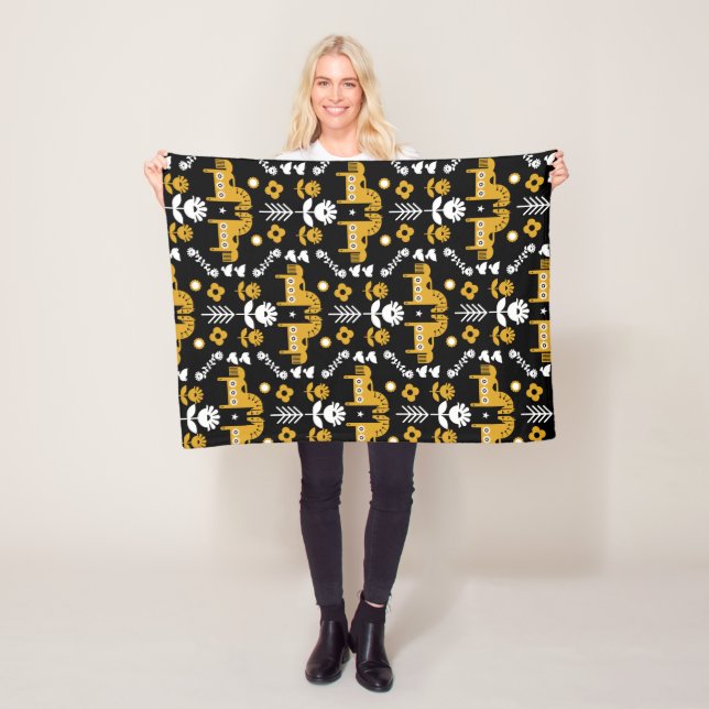 Couverture Polaire Art populaire de cheval scandinave (En situation)