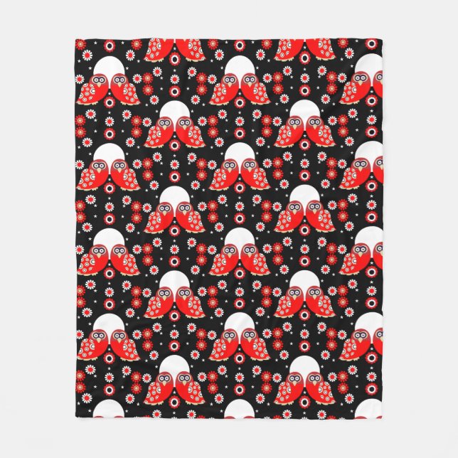 Couverture Polaire Art populaire de Chouette scandinave (Devant)