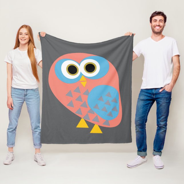 Couverture Polaire Art Populaire de Hibou (En situation)
