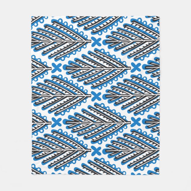 Couverture Polaire Art populaire scandinave : Design rétro floral (Devant)