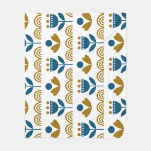 Couverture Polaire Art populaire scandinave, motif coloré.
