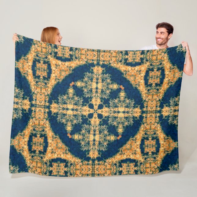 Couverture Polaire Art sacré de roue de médecine de Buffalo indigène (En situation)