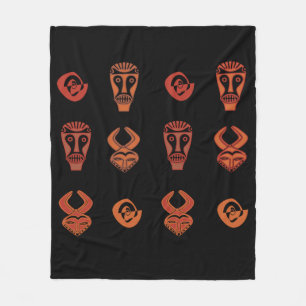 Couverture Polaire Art tribal africain abstrait contemporain du visag