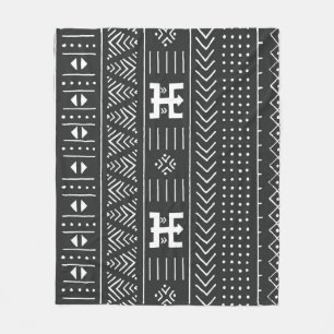 Couverture Polaire Art Tribal Africain : Géométrique Noir & Blanc