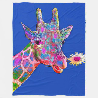 Couverture Polaire Artiste de la Giraffe Pop Art avec Flower